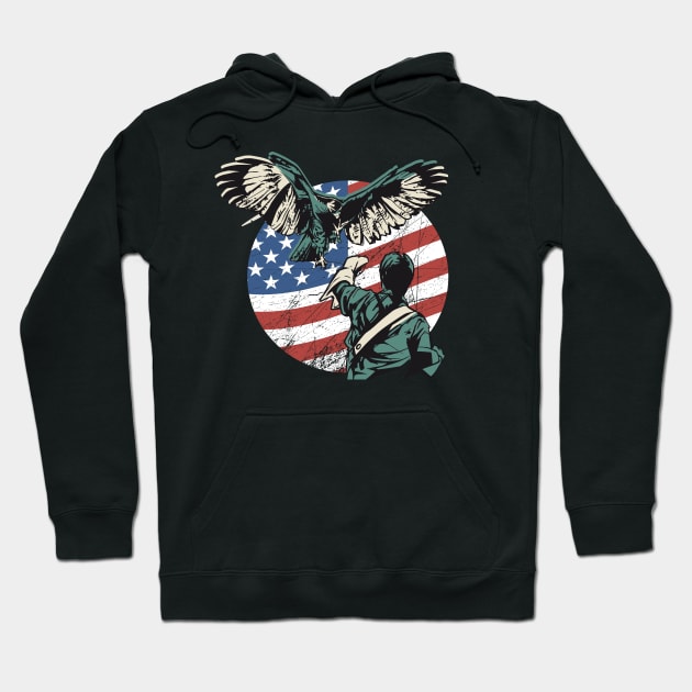 Falconry USA American Flag Hoodie by Ramadangonim